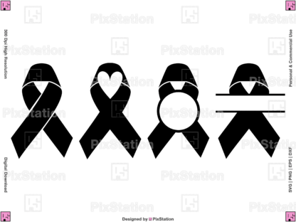 cancer ribbon svg, breast cancer svg, cancer survivor svg, cancer awareness svg, ribbon monogram svg, cancer ribbon art, pink ribbon