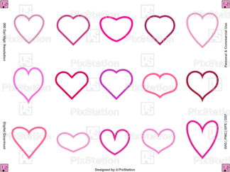 heart outline svg, heart svg, svg valentine, love svg, heart symbol, heart png, valentines day svg, heart clipart bundle, colored heart svg