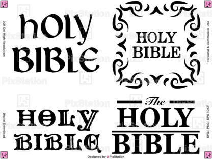 Holy Bible Title Svg, Christian Svg, Holy Bible Clipart, Religious Svg, Jesus Svg, Catholic Svg, Baptism Svg, Faith Svg, Holy Bible Title Silhouette