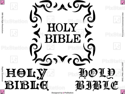 Holy Bible Title Svg, Christian Svg, Holy Bible Clipart, Religious Svg, Jesus Svg, Catholic Svg, Baptism Svg, Faith Svg, Holy Bible Title Silhouette