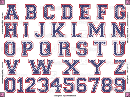 varsity patriotic alphabet svg, jersey alphabet, usa independence day, 4th of july, university college letters and numbers svg