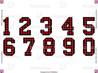 red buffalo plaid alphabet svg, plaid letters and numbers, gingham check, college alphabet, university alphabet, varsity alphabet